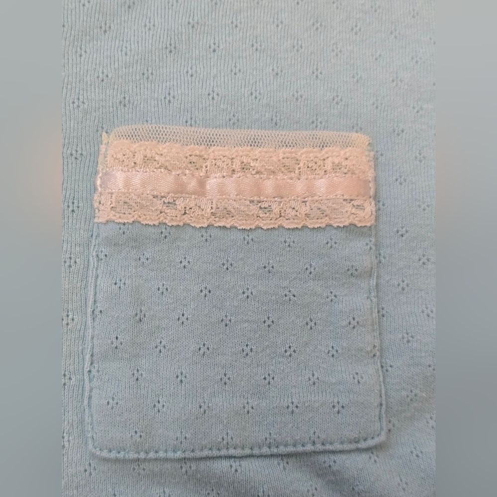 Secret Treasures Vintage Sleepwear Top Y2K Lace Mesh Lightweight Blue Coquette - Picture 5 of 8